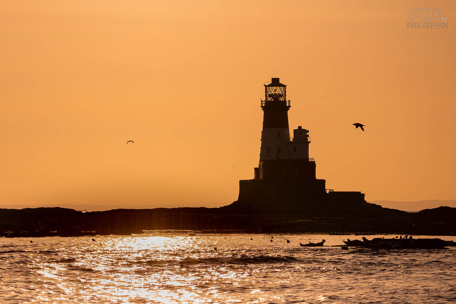 Farne Islands - Sunset at Longstone lighthouse On Longstone Island there is a still working and characteristic red and white lighthouse that was built in 1826. Stefan Cruysberghs